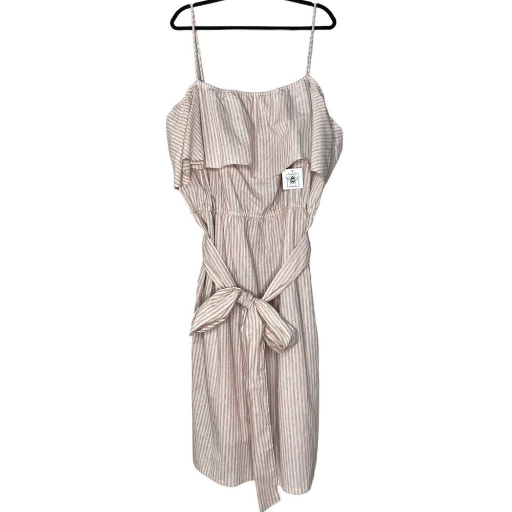 Pleione Plus Size 100% Cotton Ruffle Empire Tie Waist Sun Dress | Size 4X